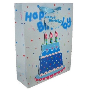 BOLSA DE REGALO - HAPPY BIRTHDAY AZUL (12 uds.)
