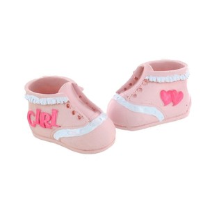 Topper para Tarta de Nacimiento - Zapato de Bebé Rosa (2 uds.)