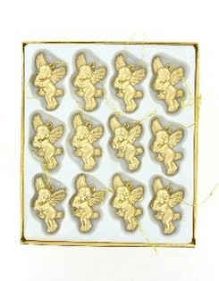 12 &Aacute;ngeles de Navidad Dorados en Caja