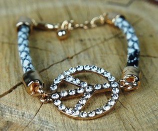 Pulsera Estilo Ibiza con Símbolo de la Paz Negro/Blanco (1 ud.)