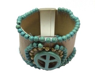 Pulsera Estilo Ibiza Taupe/Turquesa Paz (1 ud)