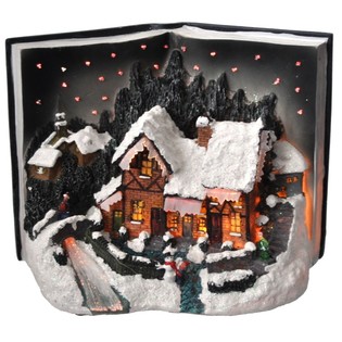 Villa Navide&ntilde;a en Forma de Libro con Iluminaci&oacute;n Glow
