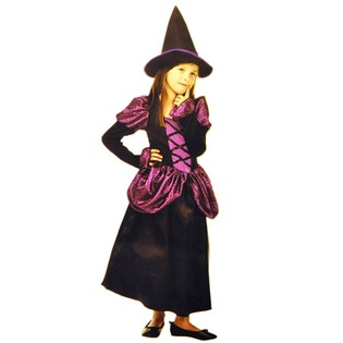 Disfraz de Bruja Negro/Morado para Ni&ntilde;os - Talla S