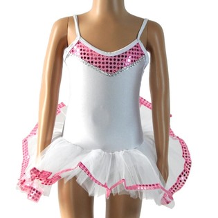 Tutú Blanco/Rosa para Niños - Talla 10