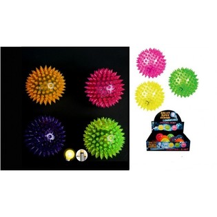 PELOTAS SALTARINAS GRANDES CON PINCHOS Y LUZ EN EXPOSITOR (12 ud.)