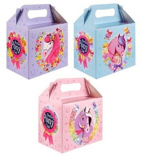Caja de Men&uacute; Infantil &ndash; Ponis &ndash; 14 x 9,5 x 18 cm (6 uds.)