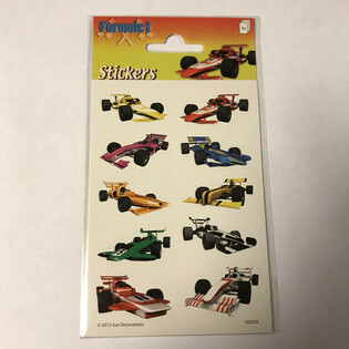 LÁMINA DE PEGATINAS: COCHES DE CARRERAS FÓRMULA 1, 16 x 9 cm (10 uds.)