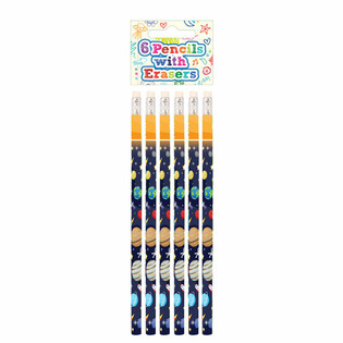Set de Lápices y Gomas Espacio (6 piezas) - Expositor (24 sets)