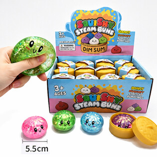 RAGE - Squishy GLITTER Bun Dumplings PEQUEÑO (Dim. 5.5 x 5.5 x 3 cm) - Juguete Fidget Viral 2026 (24 uds.)
