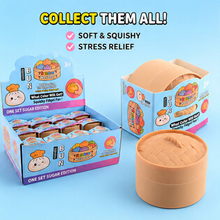 RAGE - Squishy SUGAR EDITION Bun Dumplings PEQUEÑO (5.3 x 5.3 x 4.1 cm) Juguete Fidget Viral 2026 (24 uds.)